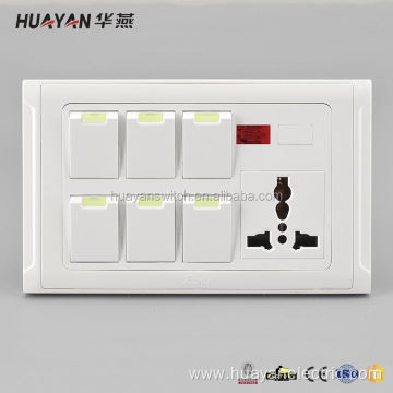 Modern style trendy style six gang wall switch